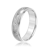Slim Men's 5mm-8mm Carved Gold Band Dress