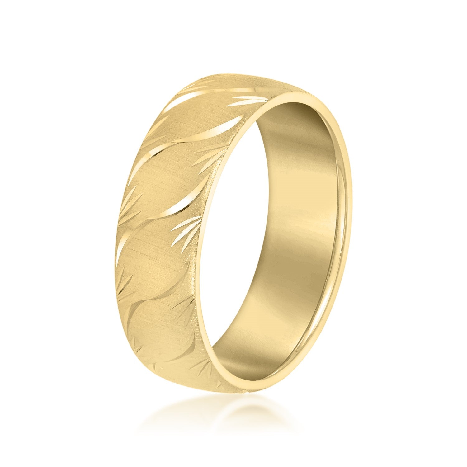 Bold Men's 5mm-8mm Carved Gold Band Statement