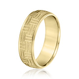 Slim Men's 5mm-8mm Carved Gold Band Shine