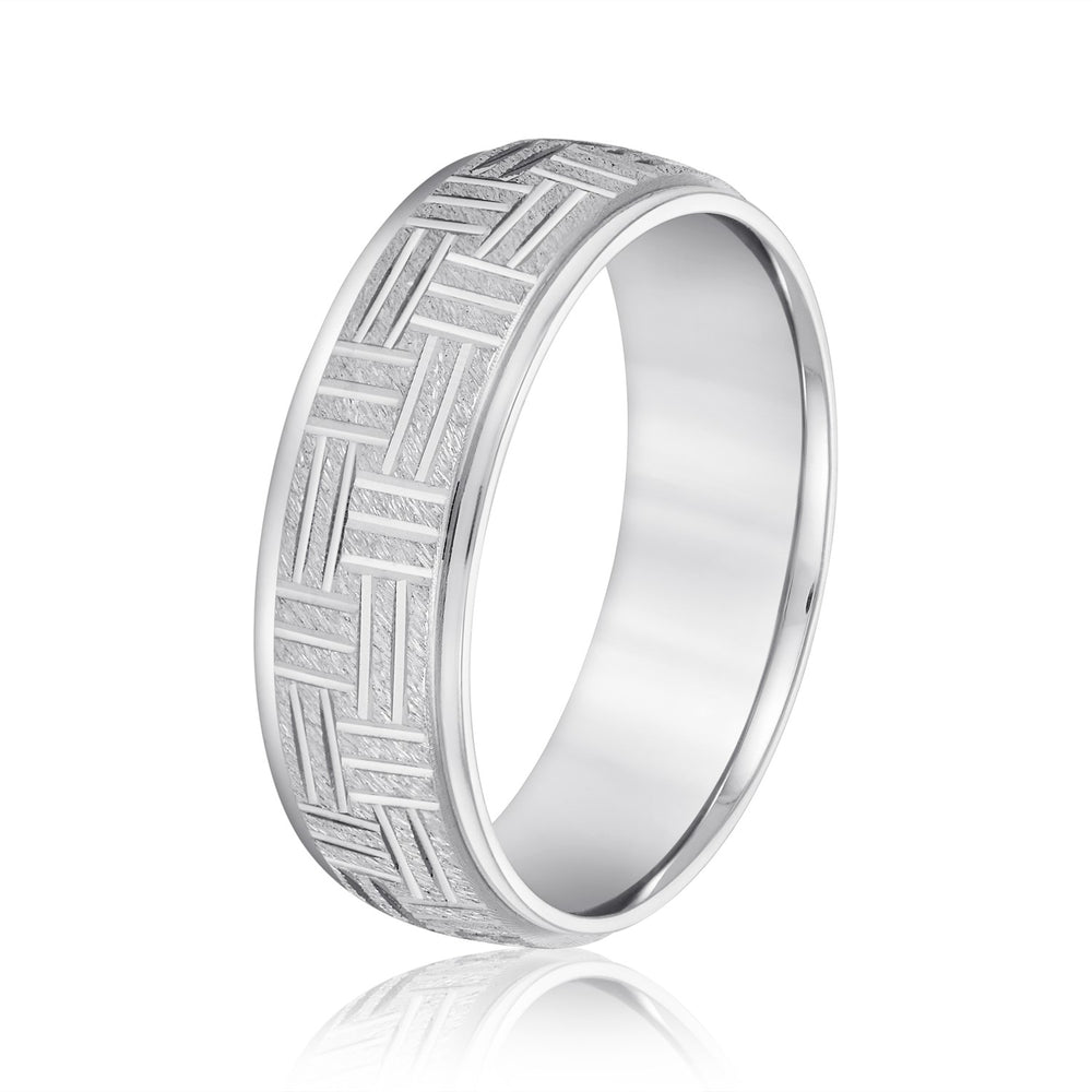 Bold Men's 5mm-8mm Carved Gold Band Sparkle