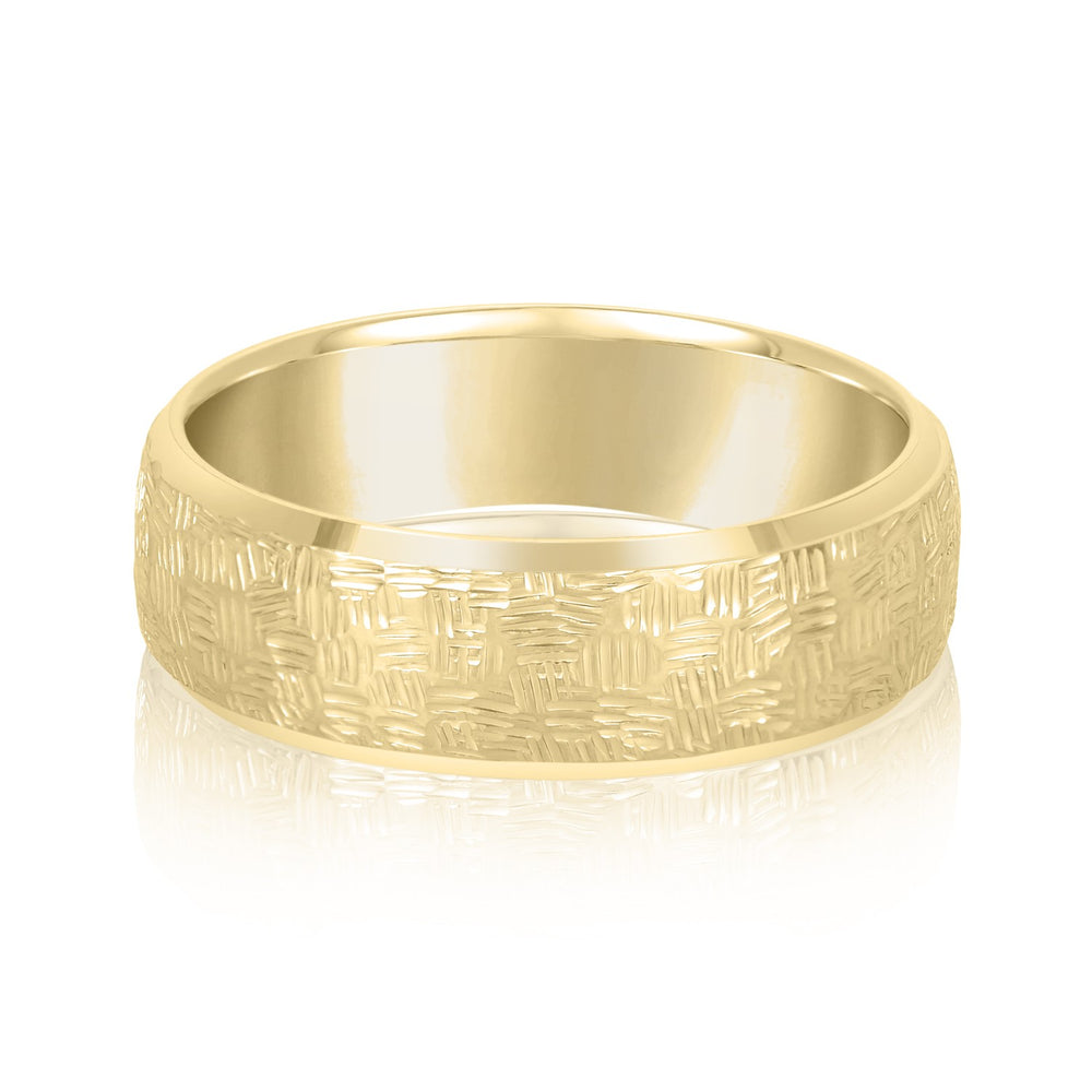 Bold Men's 5mm-8mm Carved Gold Band Shine