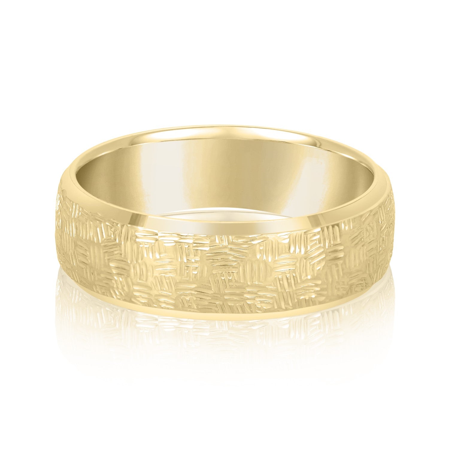 Slim Men's 5mm-8mm Carved Gold Band Edge