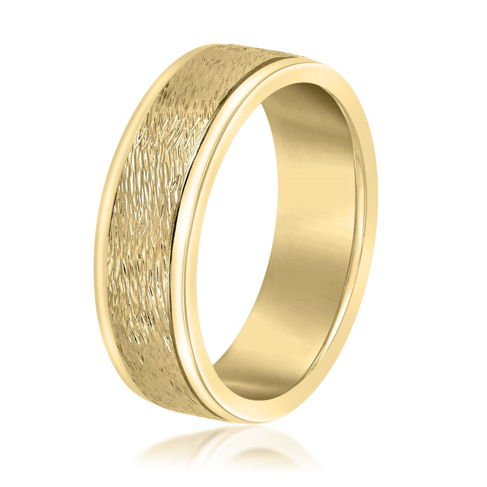 Bold Men's 5mm-8mm Carved Gold Band Edge