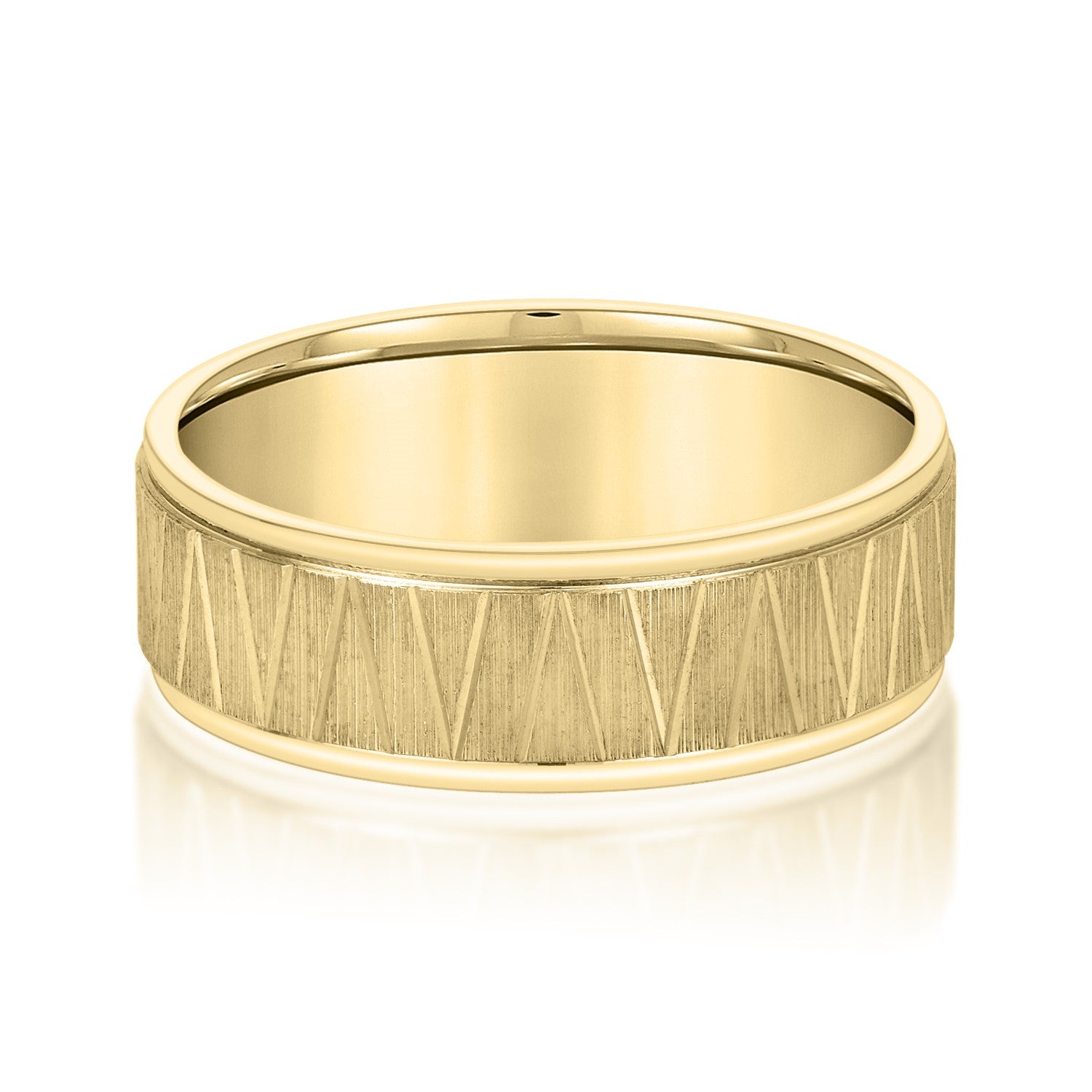 Slim Men's 5mm-8mm Carved Gold Band Finish