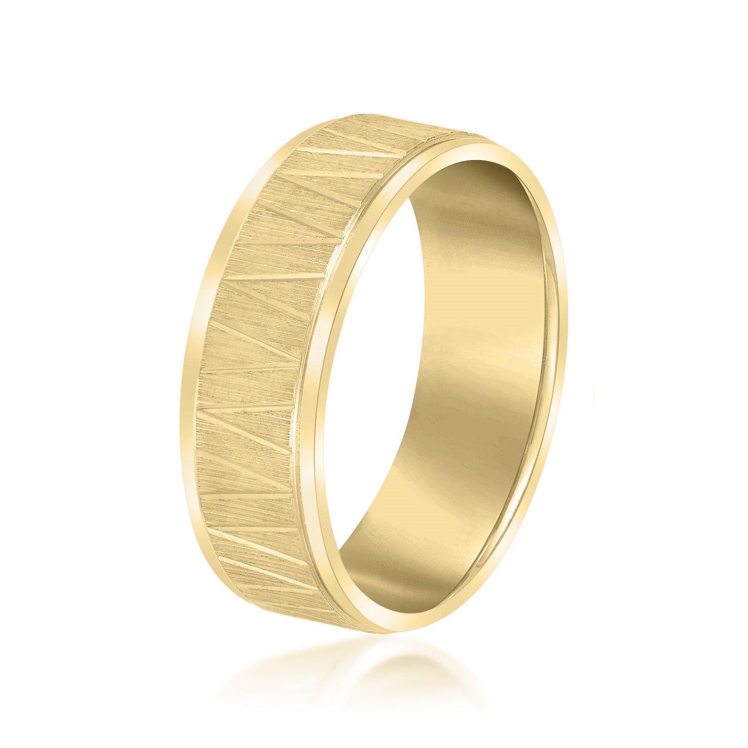 Slim Men's 5mm-8mm Carved Gold Band Finish