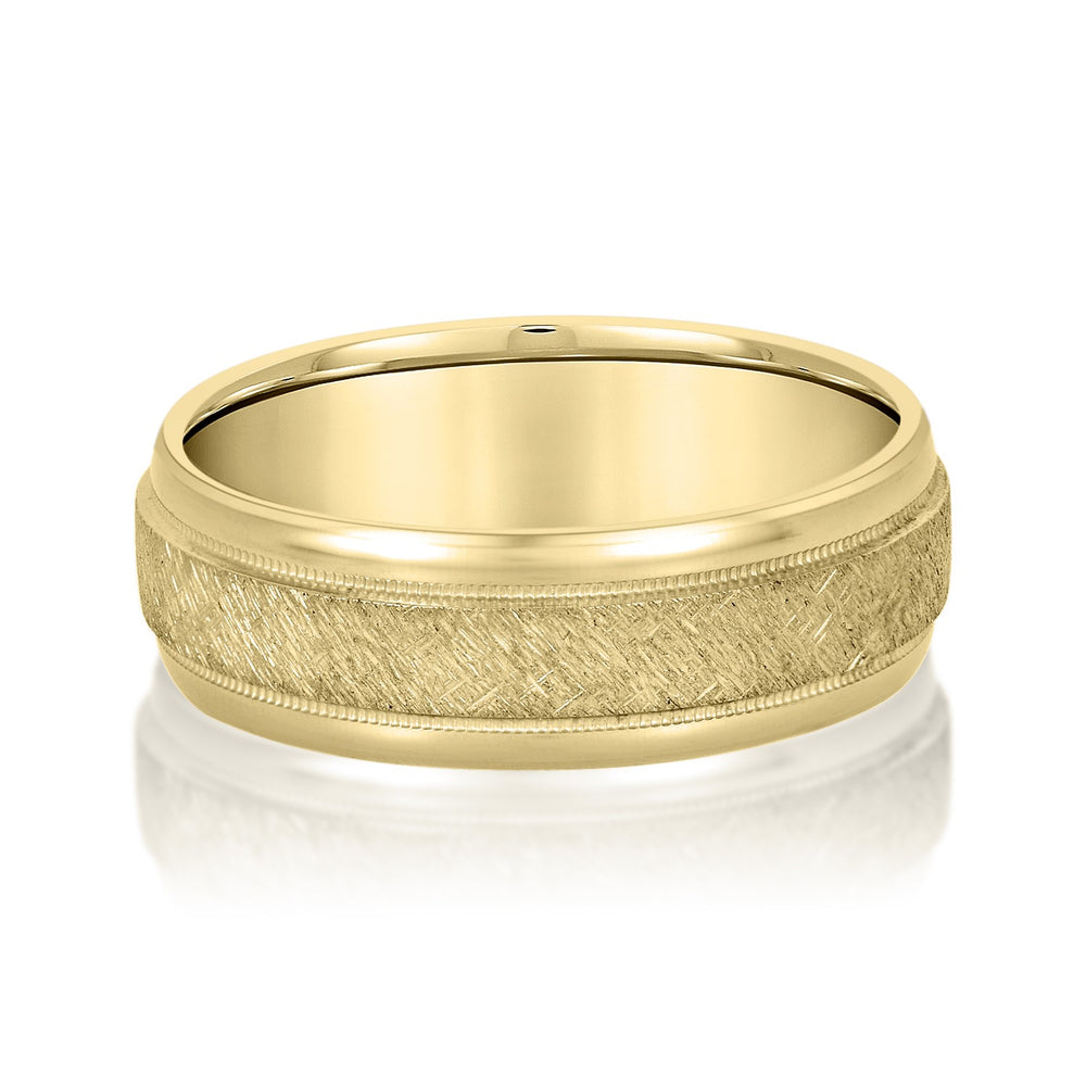 Slim Men's 5mm-8mm Carved Gold Band Setting