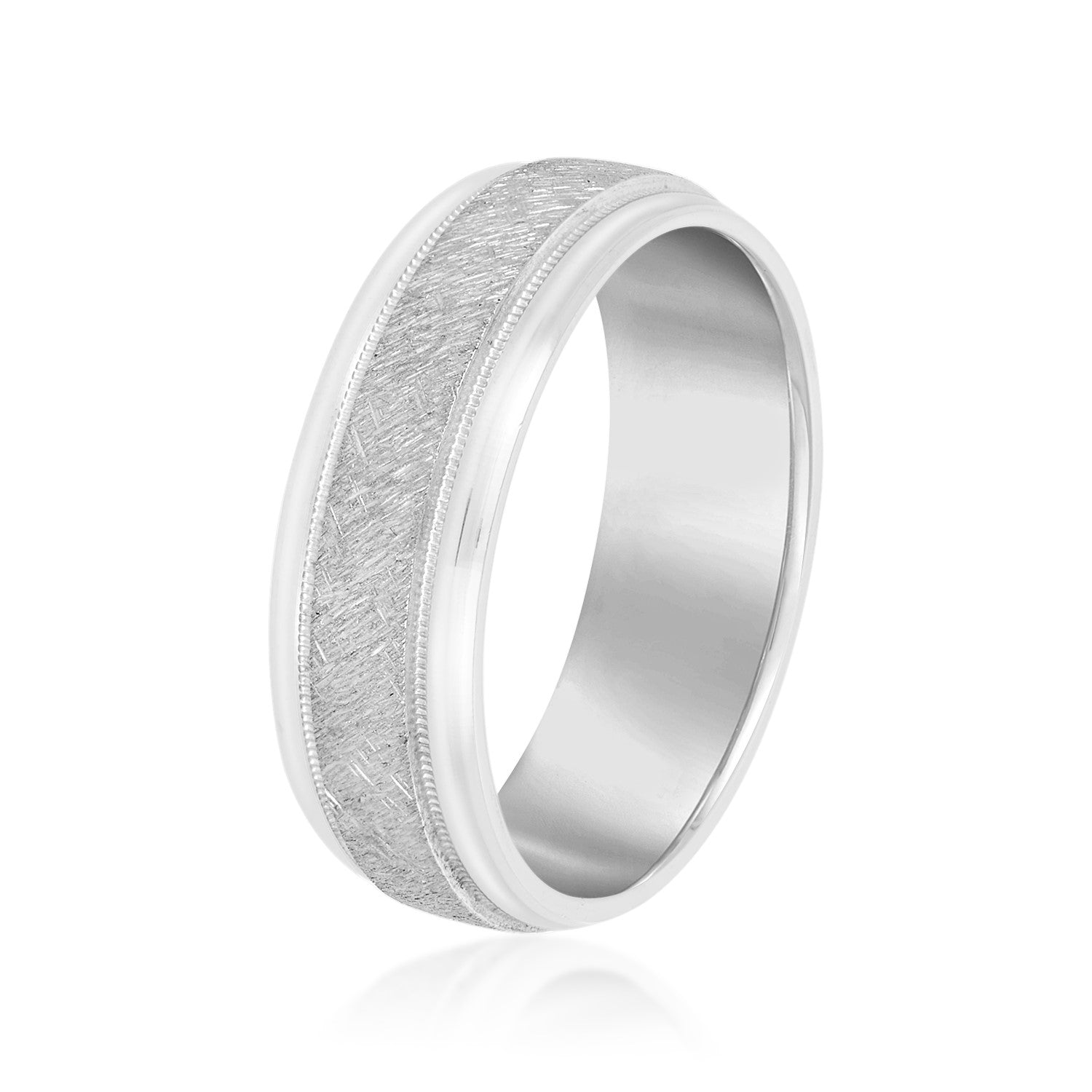 Bold Men's 5mm-8mm Carved Gold Band Detail