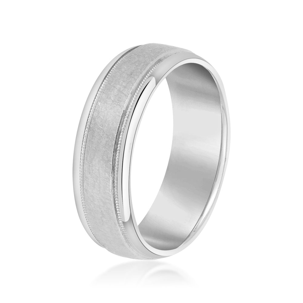 Slim Men's 5mm-8mm Carved Gold Band Look