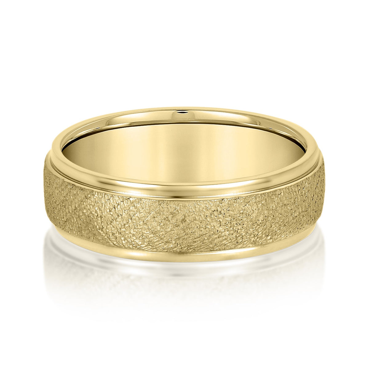 Slim Men's 5mm-8mm Carved Gold Band Band