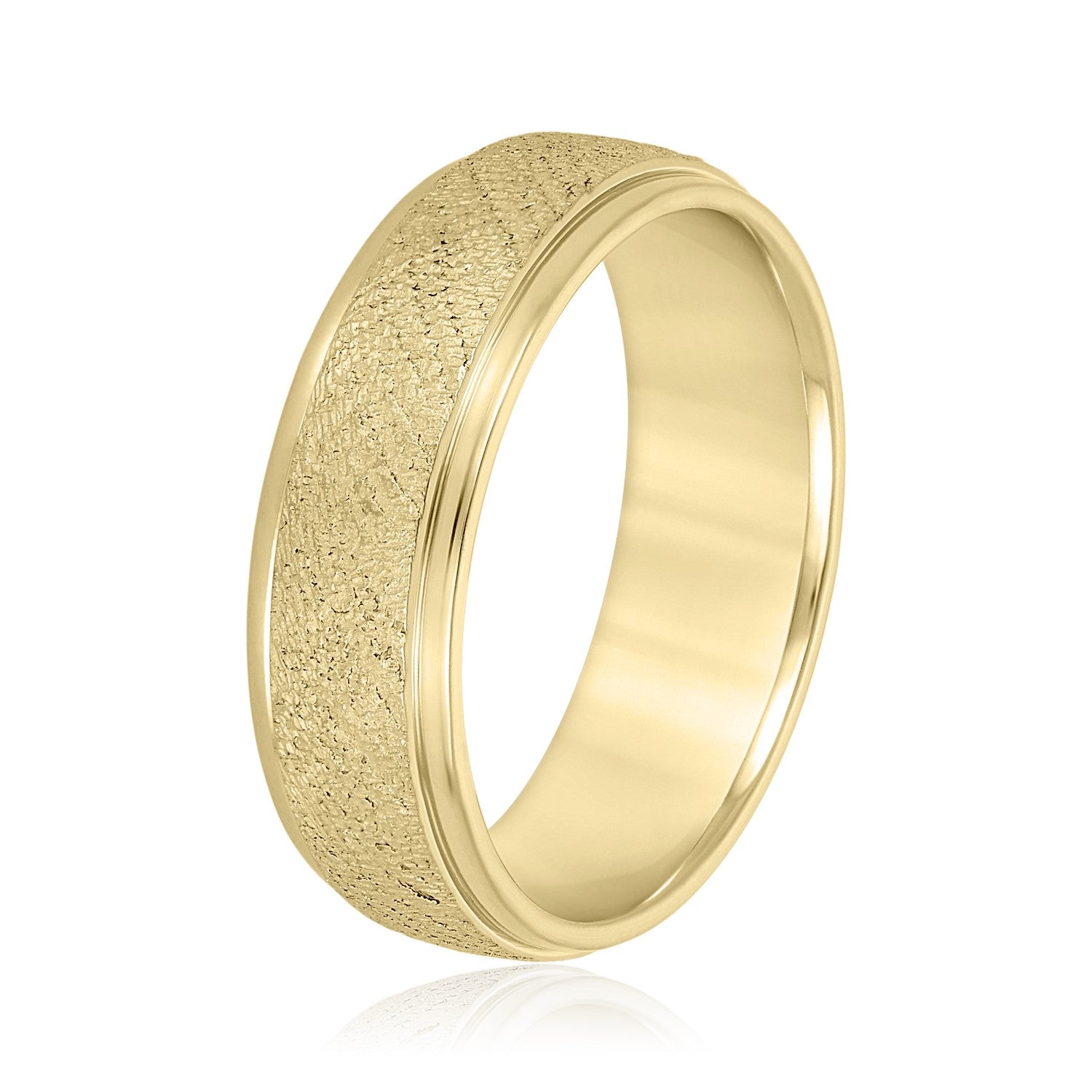 Bold Men's 5mm-8mm Carved Gold Band Look