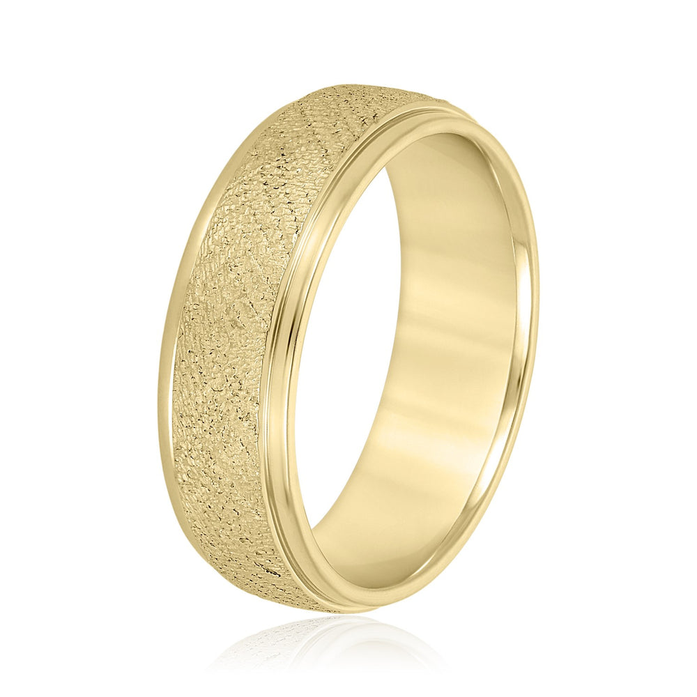 Bold Men's 5mm-8mm Carved Gold Band Look