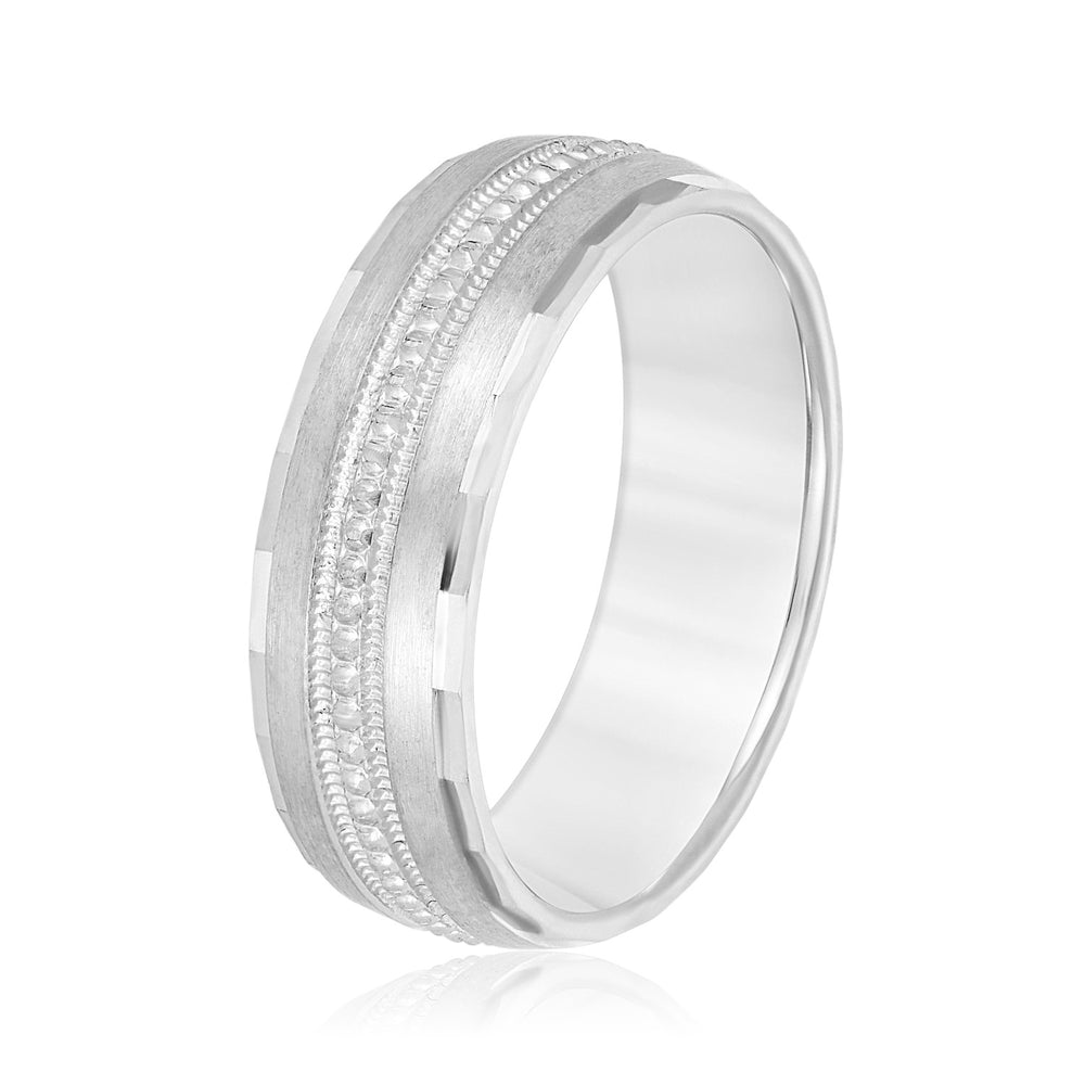 Bold Men's 5mm-8mm Milgrain Edge Gold Band Signature