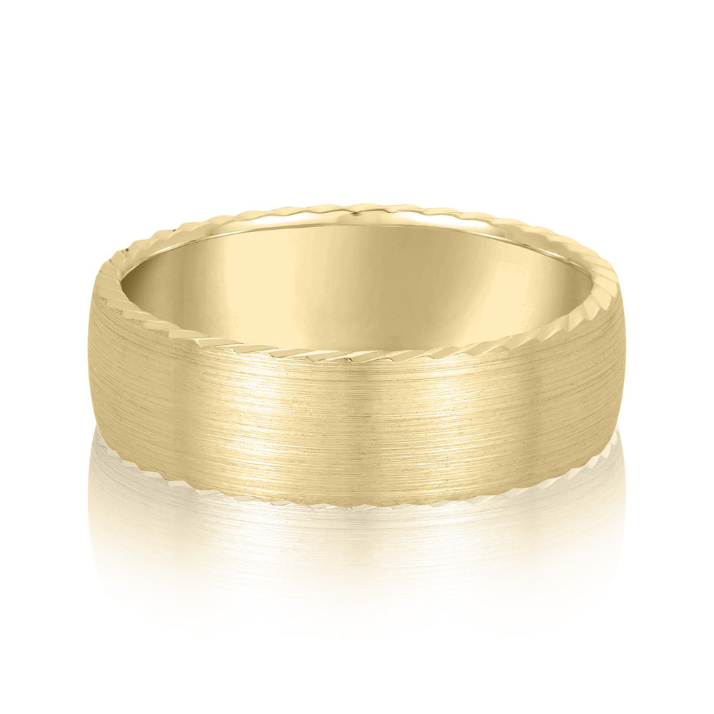Bold Men's 5mm-8mm Carved Gold Band Band