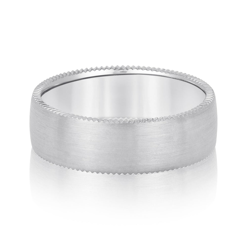 Slim Men's 5mm-8mm Carved Gold Band Set