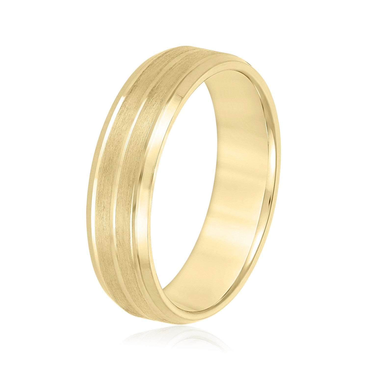 Bold Men's 5mm-8mm Carved Gold Band Halo Look