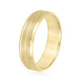 Slim Men's 5mm-8mm Carved Gold Band Anniversary Line