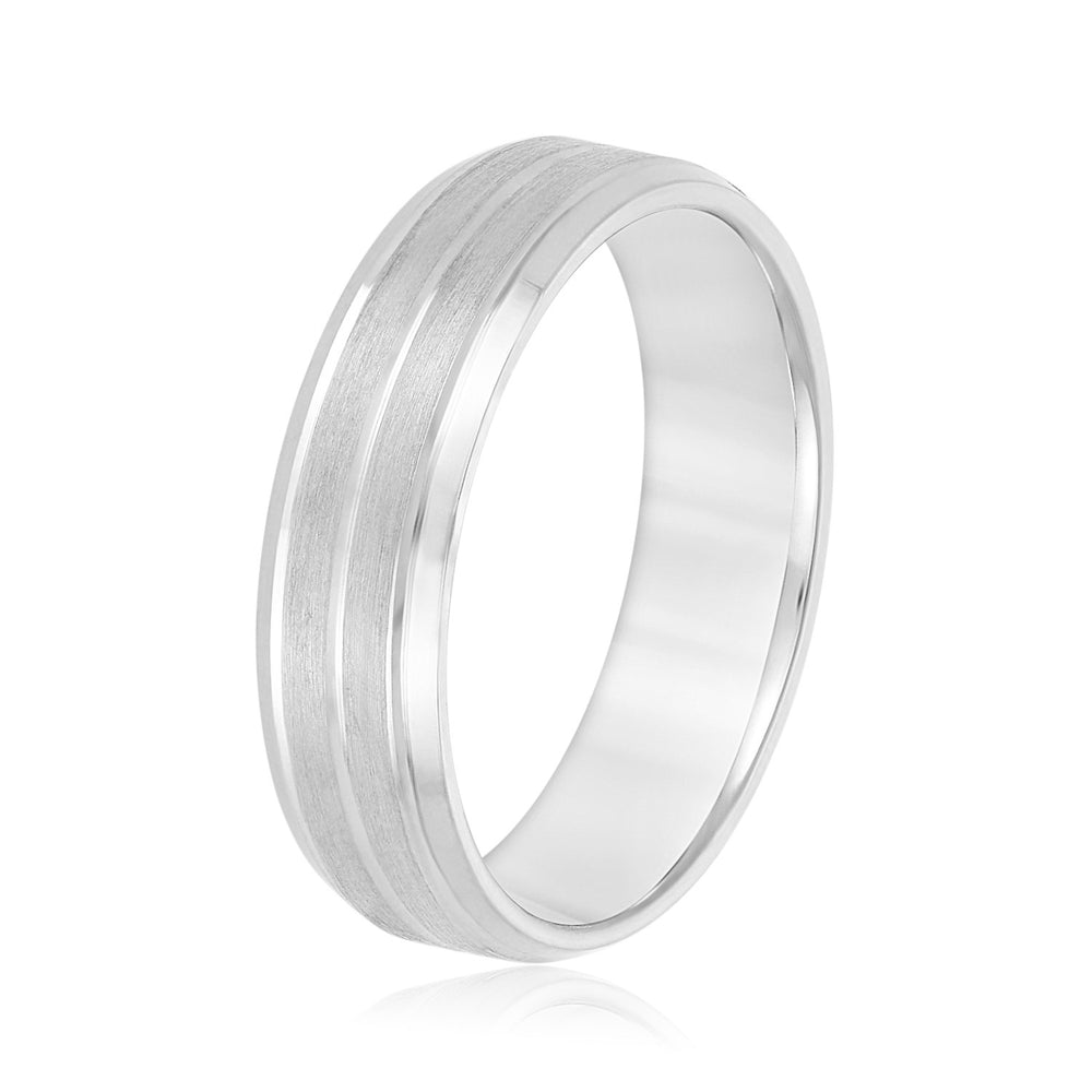 Slim Men's 5mm-8mm Carved Gold Band Anniversary Line