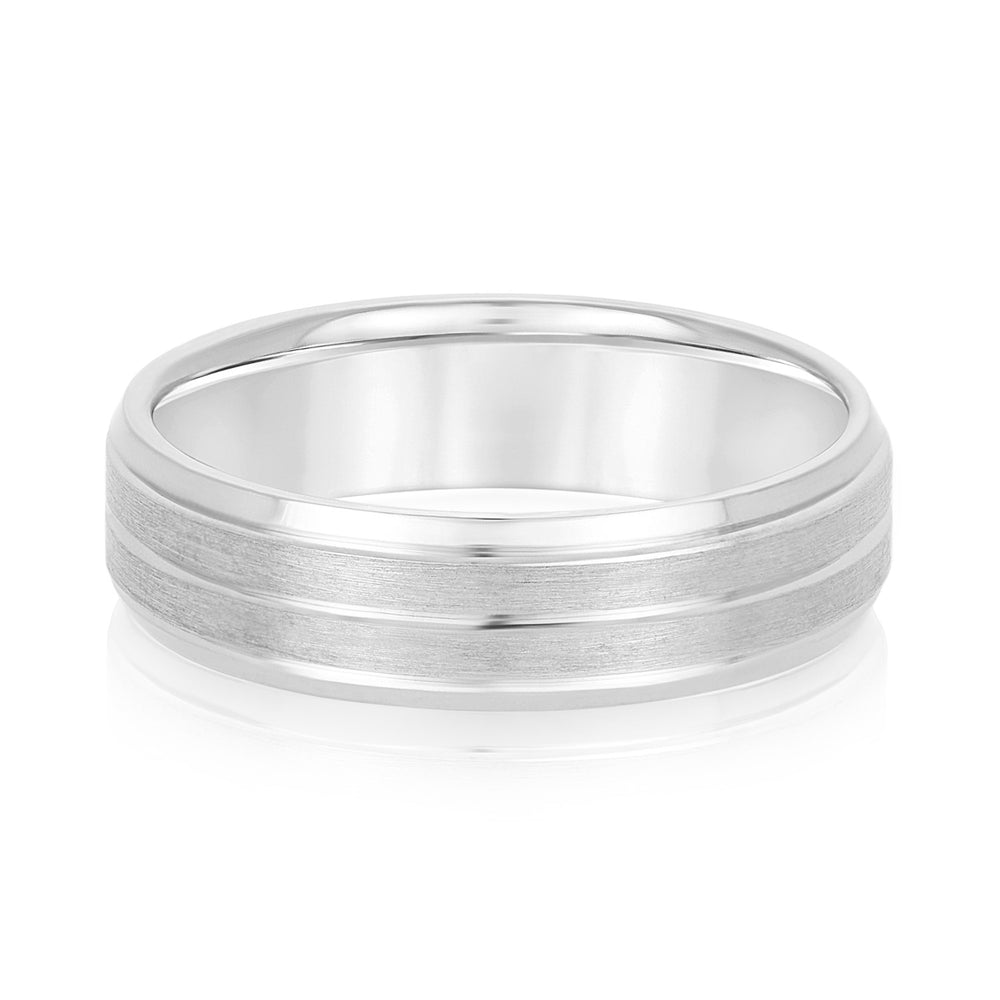 Slim Men's 5mm-8mm Carved Gold Band Anniversary Line