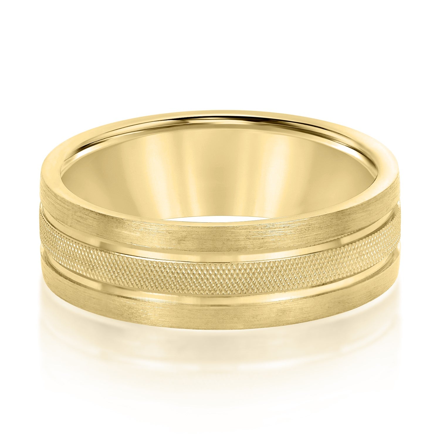 Bold Men's 5mm-8mm Carved Gold Band Anniversary Line