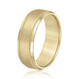 Slim Men's 5mm-8mm Carved Gold Band Mirror Finish
