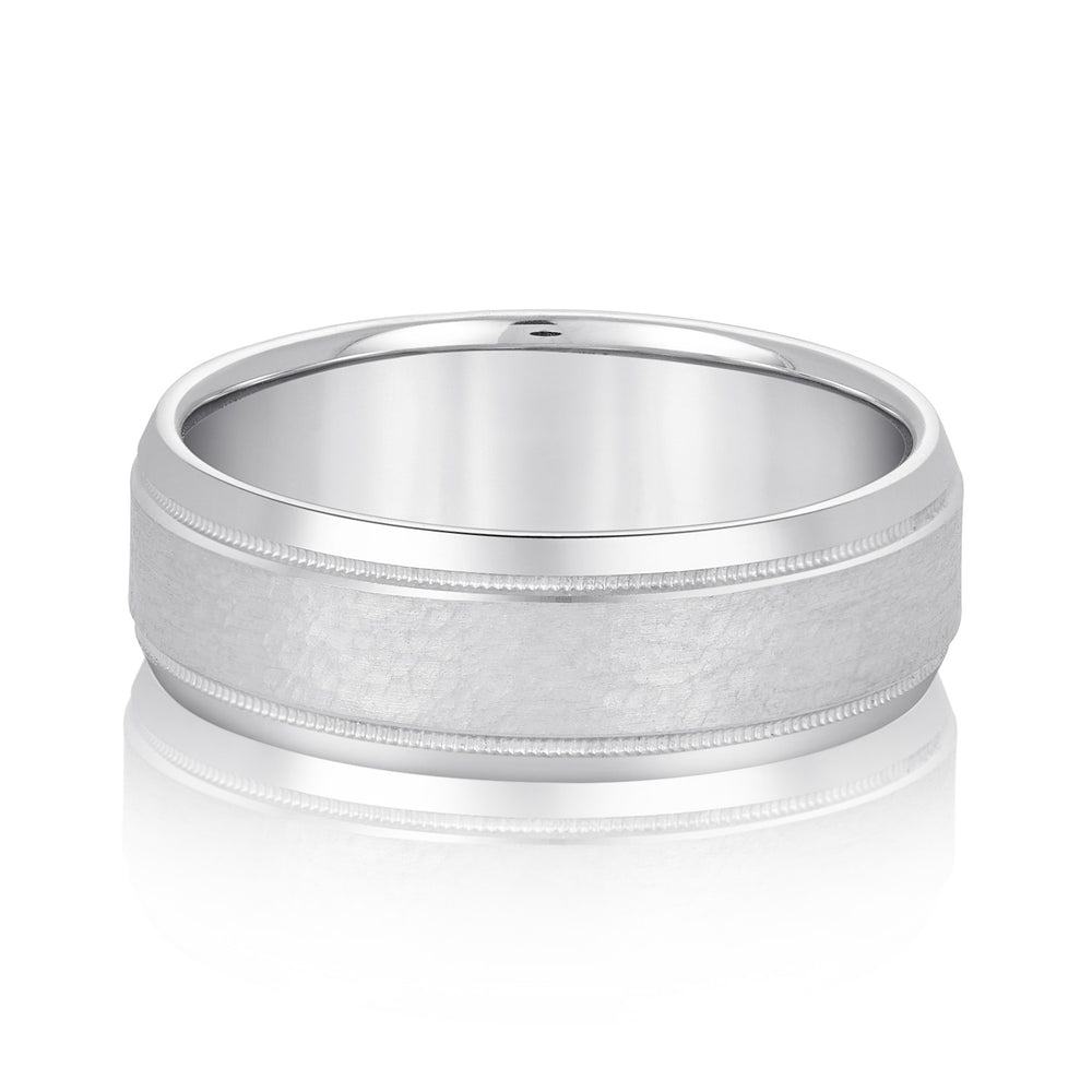 Slim Men's 5mm-8mm Carved Gold Band Mirror Finish