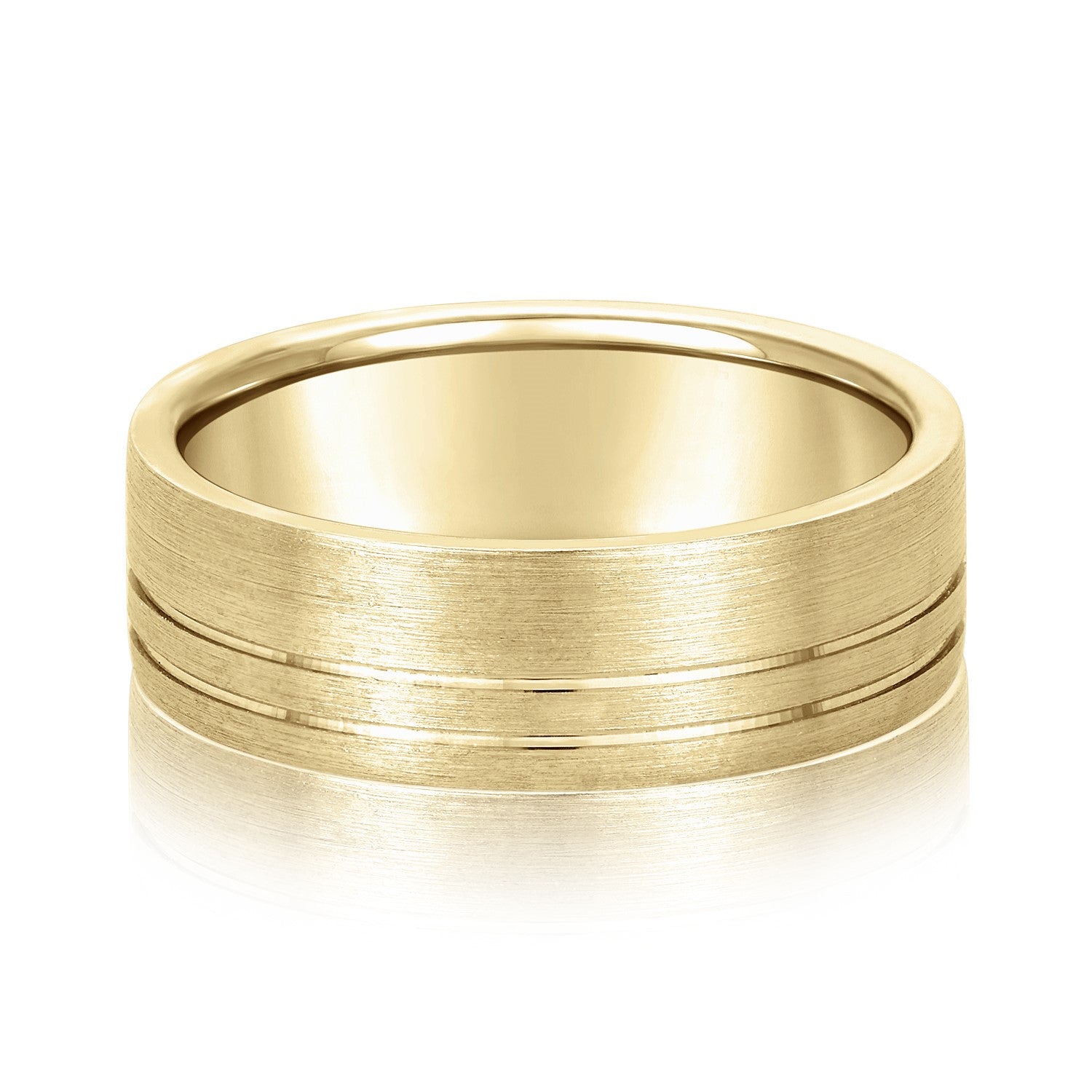 Bold Men's 5mm-8mm Carved Gold Band Mirror Finish