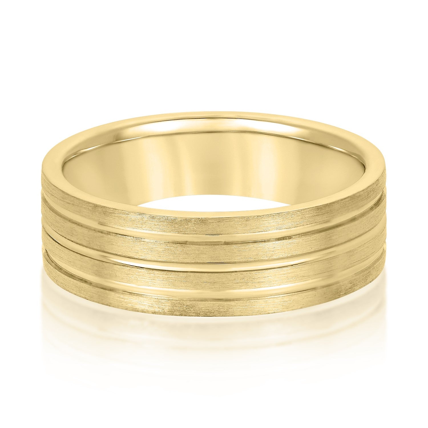Slim Men's 5mm-8mm Carved Gold Band Light