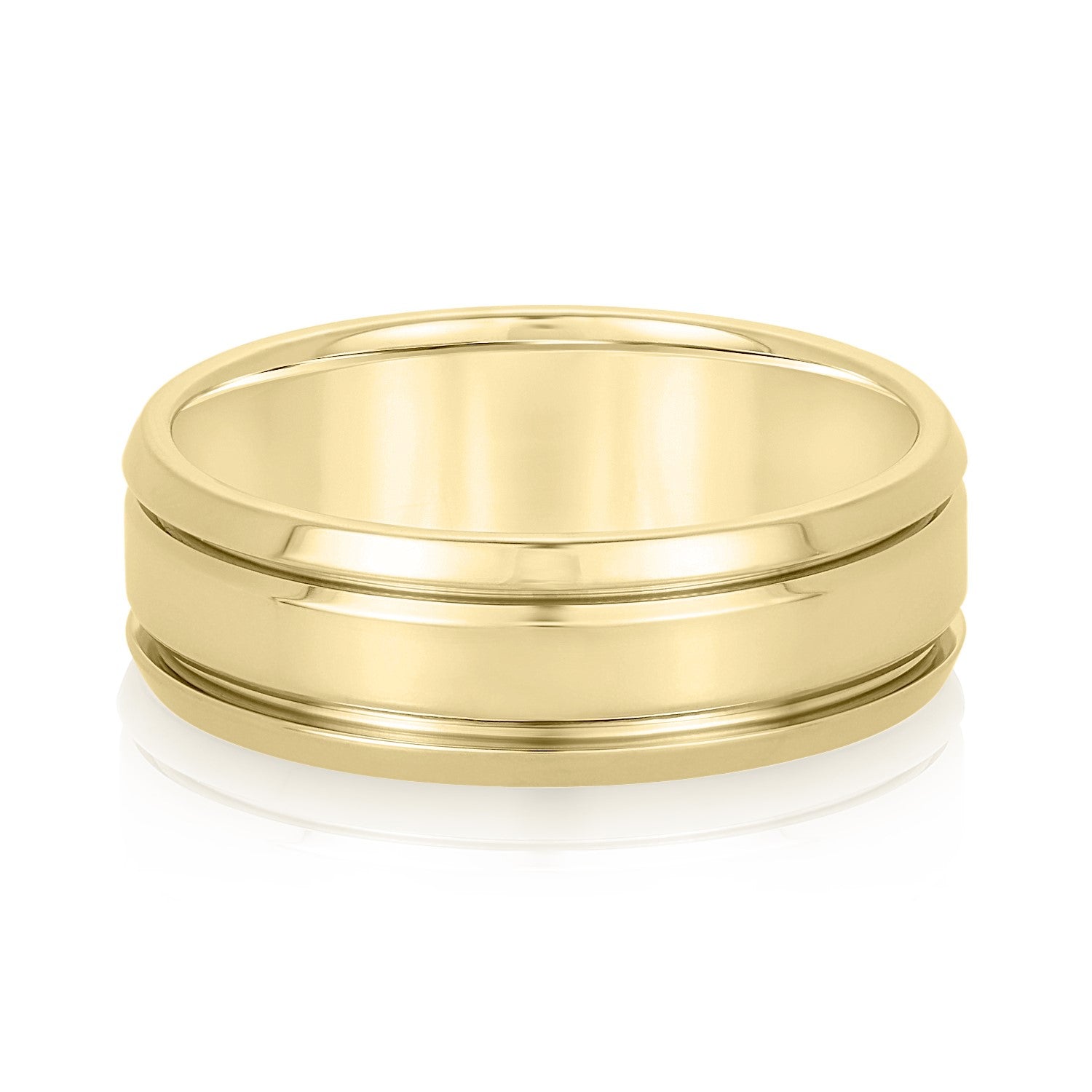 Bold Men's 5mm-8mm Carved Gold Band Light