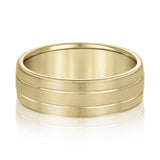 Slim Men's 5mm-8mm Carved Gold Band Balanced