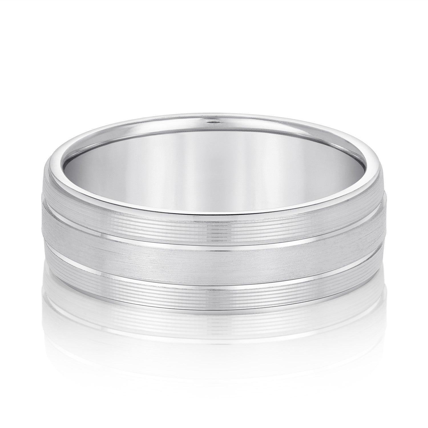 Slim Men's 5mm-8mm Carved Gold Band Balanced