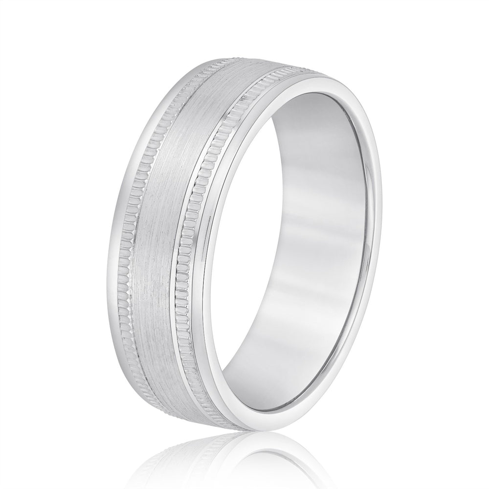 Bold Men's 5mm-8mm Milgrain Edge Gold Band Delicate