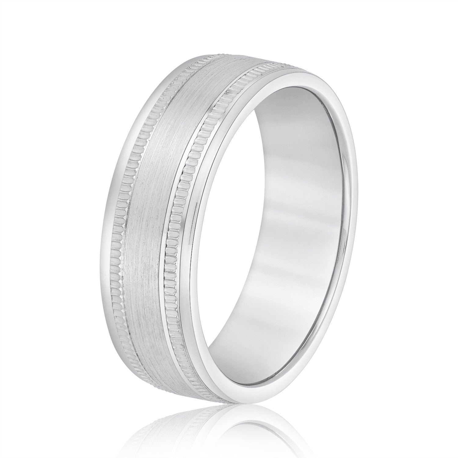 Slim Men's 5mm-8mm Milgrain Edge Gold Band Delicate