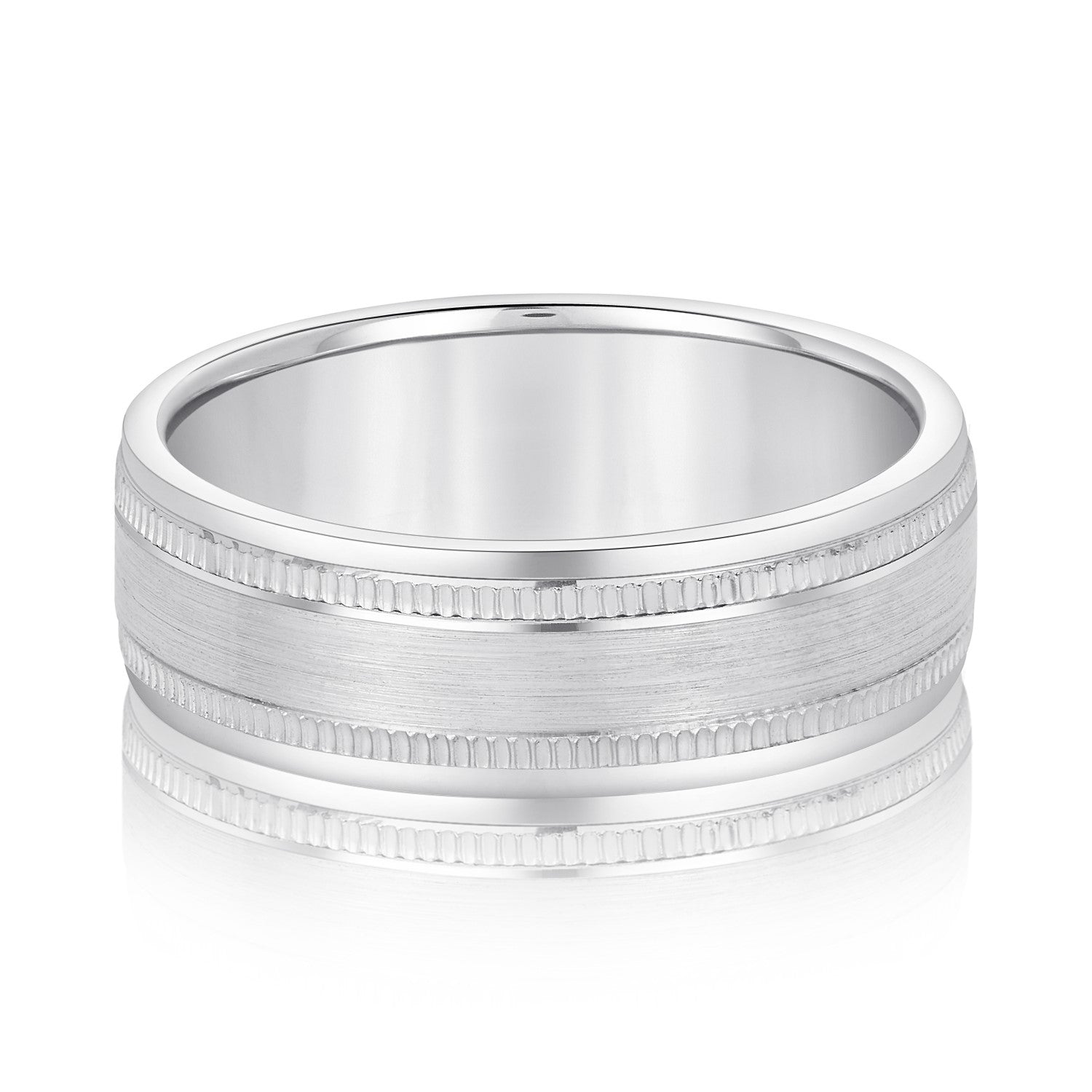 Slim Men's 5mm-8mm Milgrain Edge Gold Band Delicate