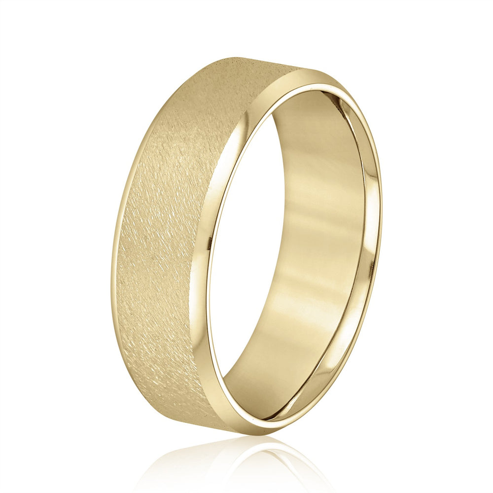 Slim Men's 5mm-8mm Carved Gold Band Tailored