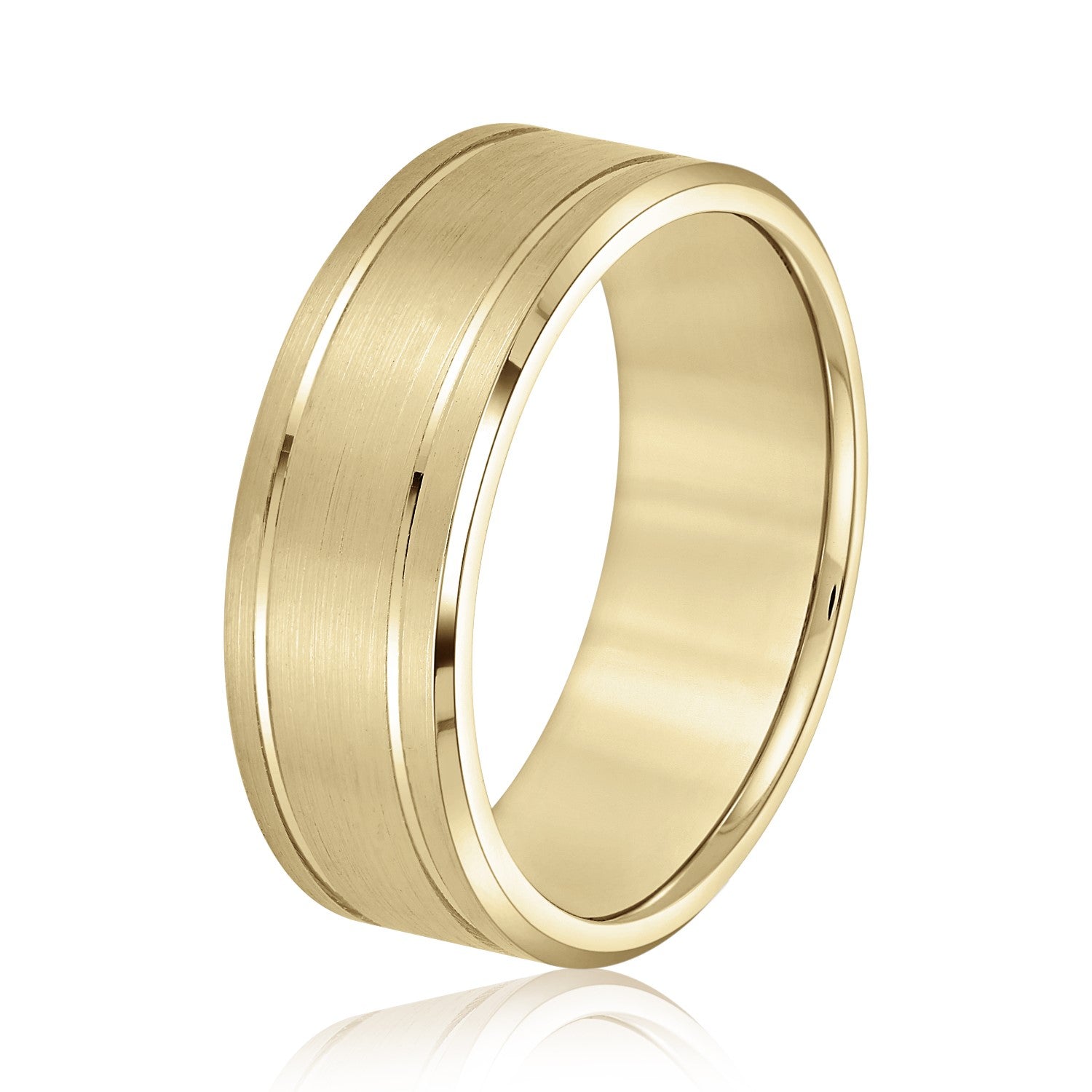 Slim Men's 5mm-8mm Carved Gold Band Sculpted