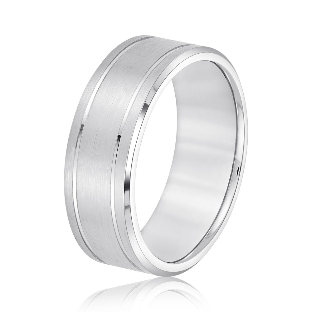 Bold Men's 5mm-8mm Carved Gold Band Tailored