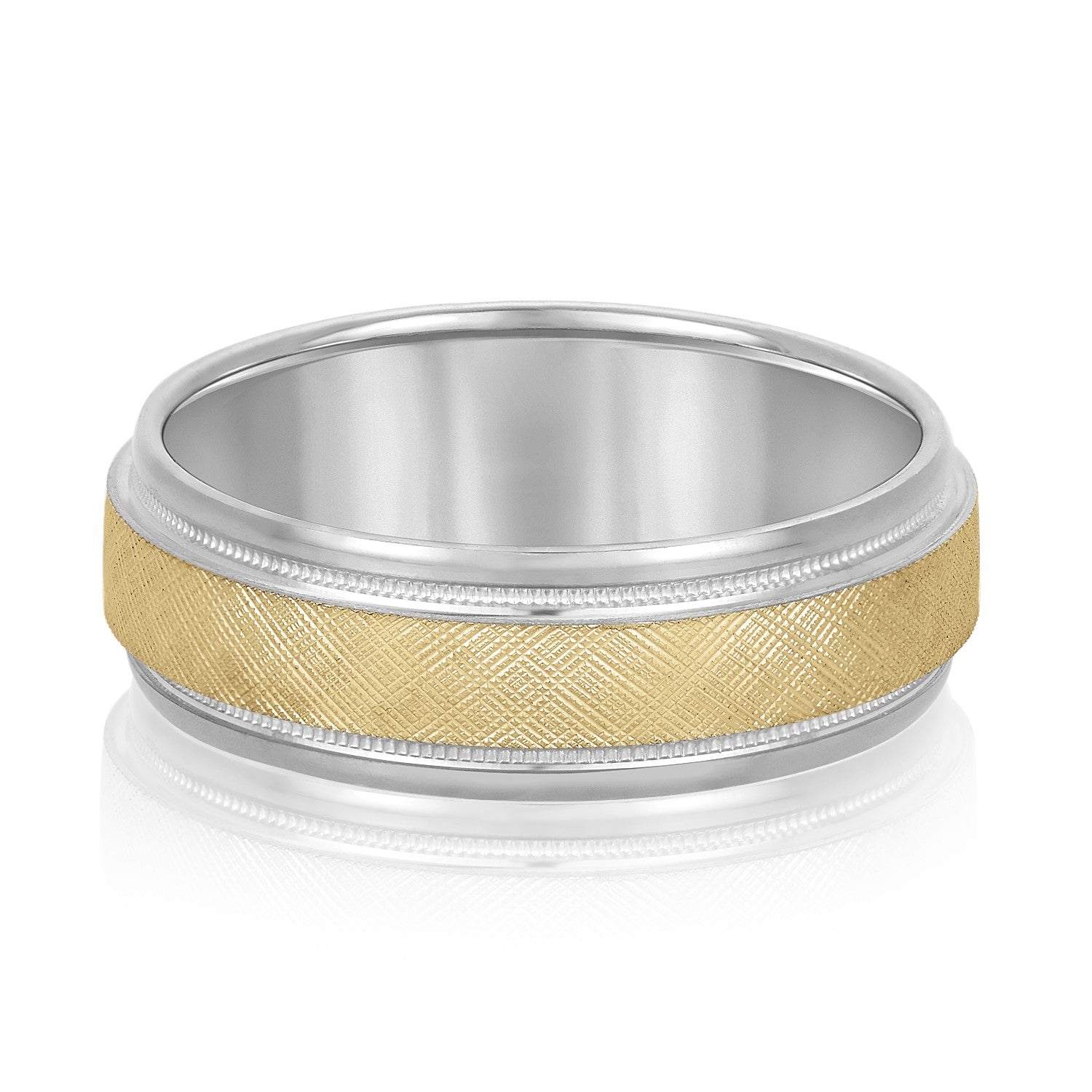 Slim Men's 5mm-8mm Carved Gold Band Pure