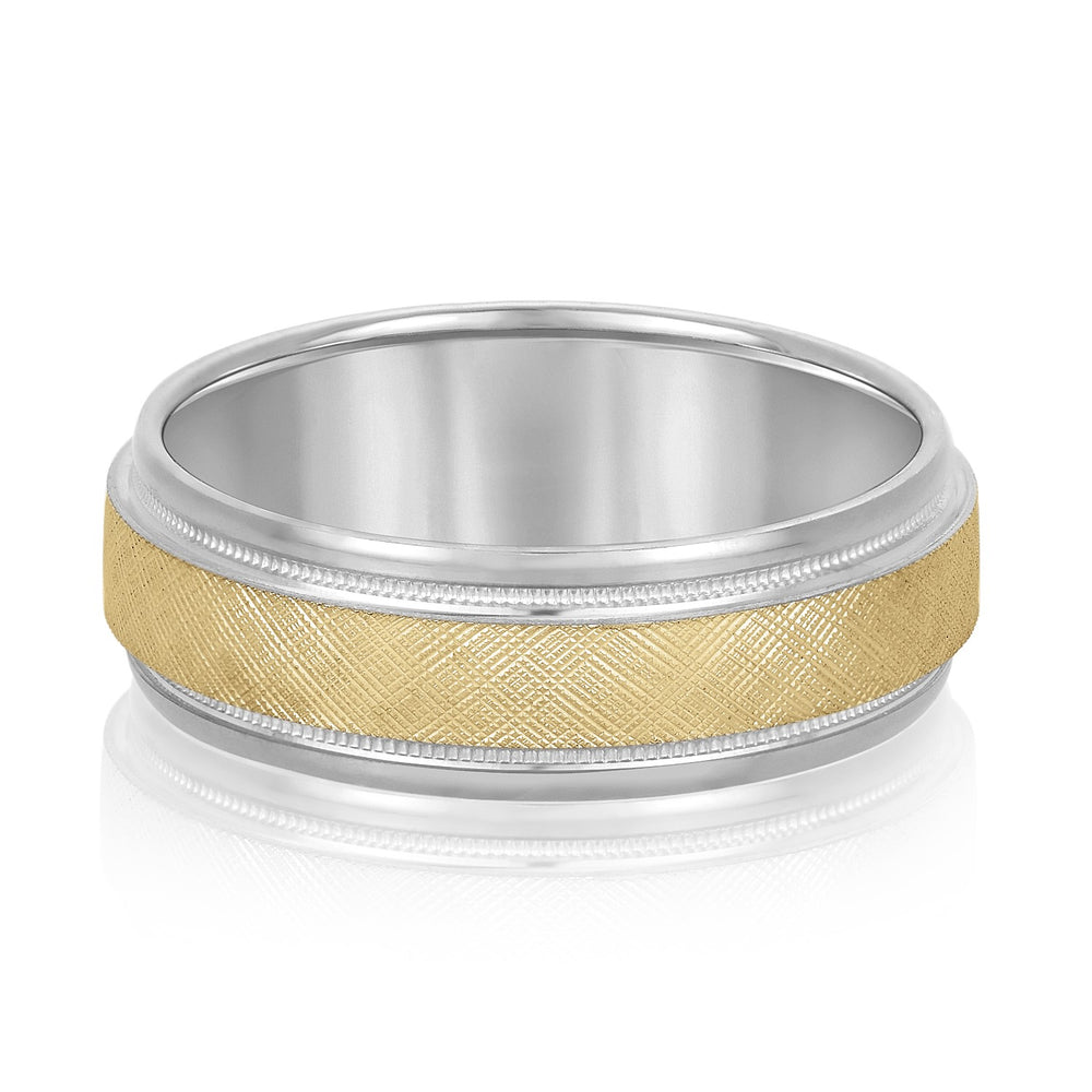 Slim Men's 5mm-8mm Carved Gold Band Pure