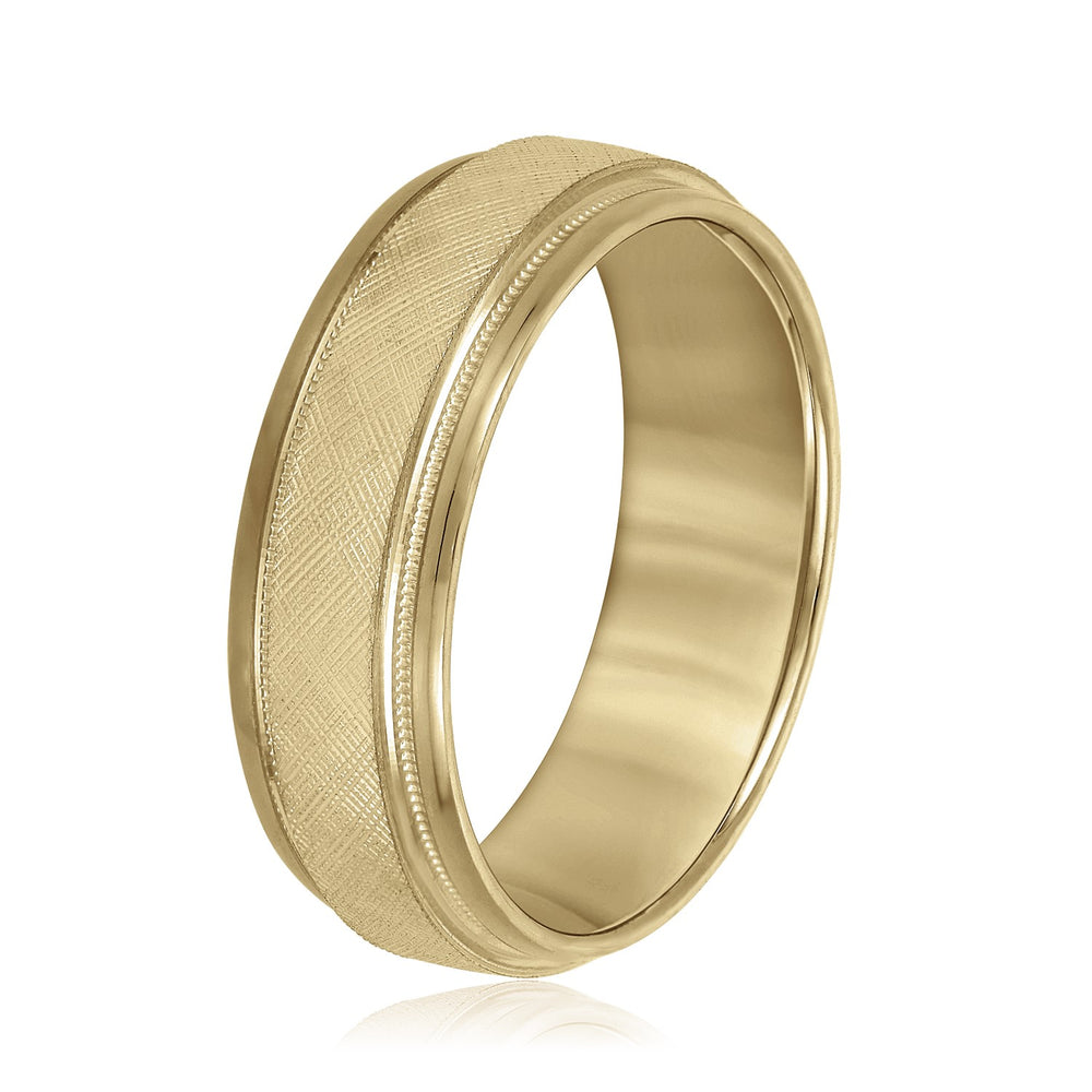 Bold Men's 5mm-8mm Carved Gold Band Sculpted