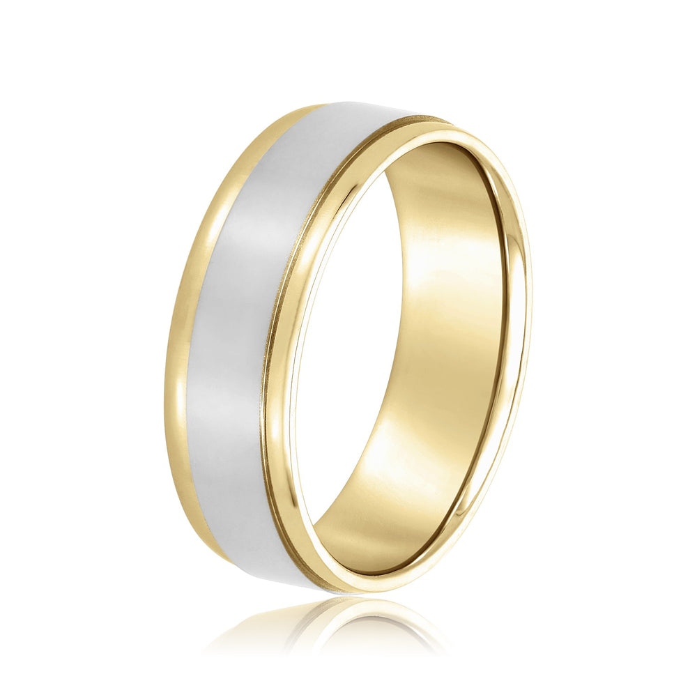 Bold Men's 5mm-8mm Carved Gold Band Clean Cut