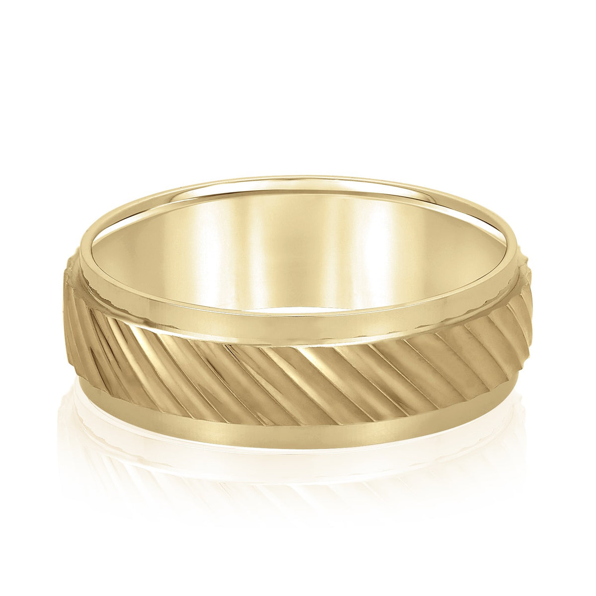 Bold Men's 5mm-8mm Carved Gold Band Hand Finished