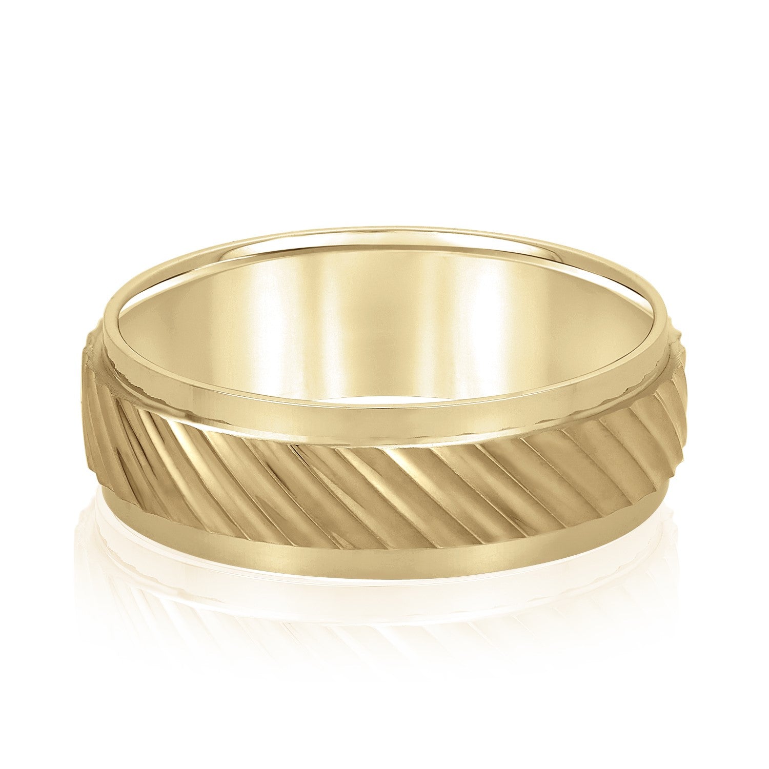 Slim Men's 5mm-8mm Carved Gold Band Bridal Edge