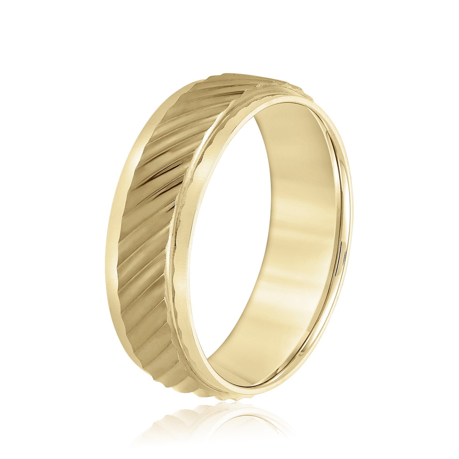 Bold Men's 5mm-8mm Carved Gold Band Hand Finished