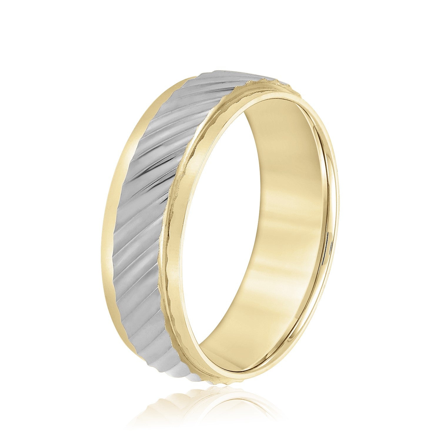 Slim Men's 5mm-8mm Carved Gold Band Bridal Edge