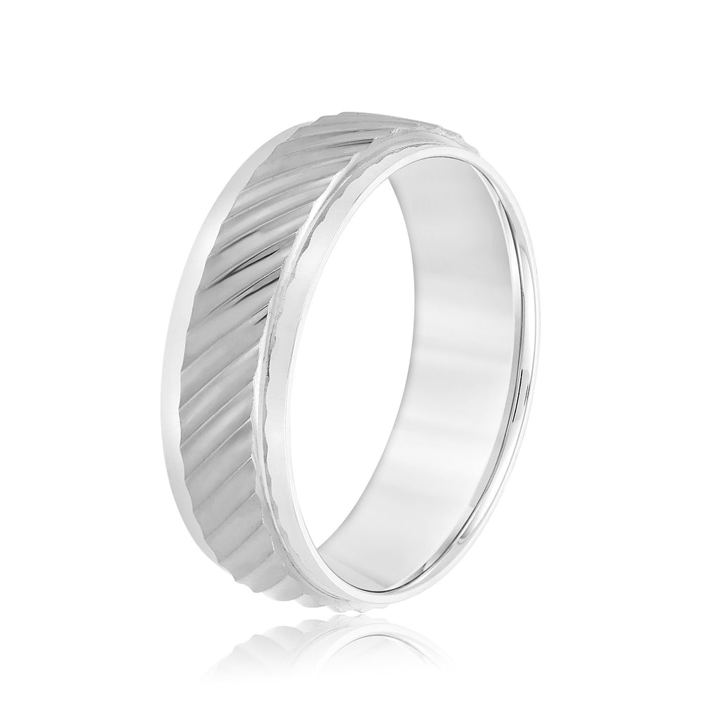 Bold Men's 5mm-8mm Carved Gold Band Hand Finished