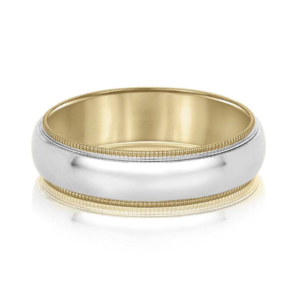 Bold Men's 5mm-8mm Milgrain Edge Gold Band Graceful