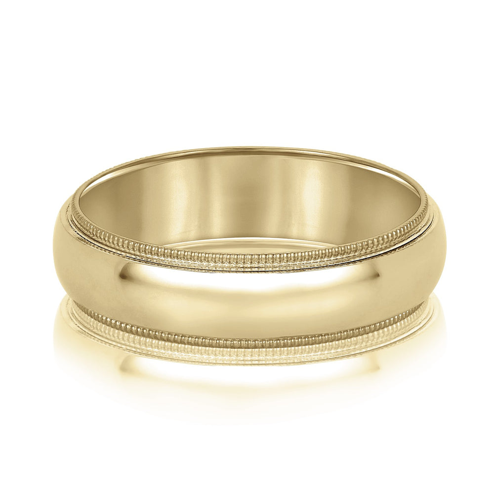 Bold Men's 5mm-8mm Milgrain Edge Gold Band Graceful