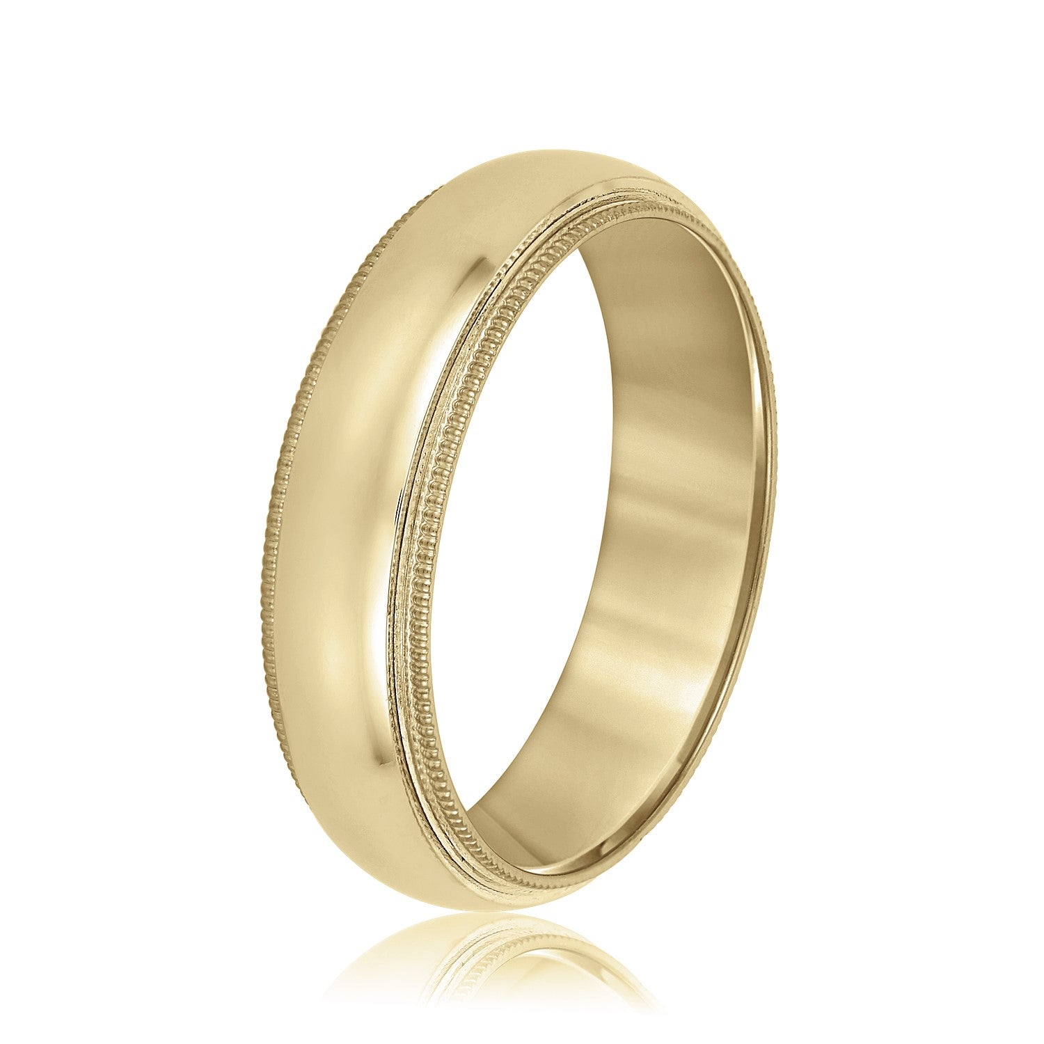 Bold Men's 5mm-8mm Milgrain Edge Gold Band Graceful