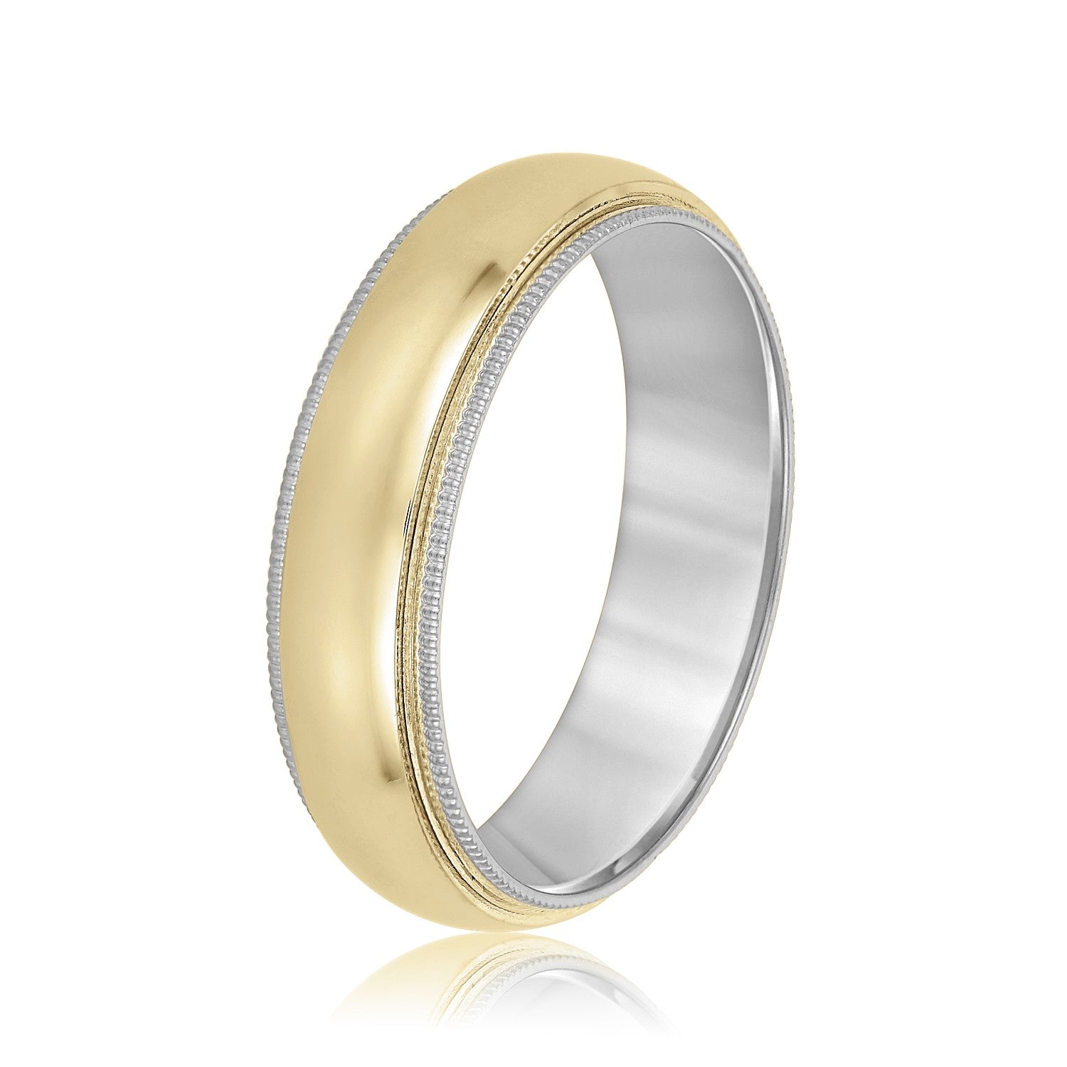 Bold Men's 5mm-8mm Milgrain Edge Gold Band Graceful