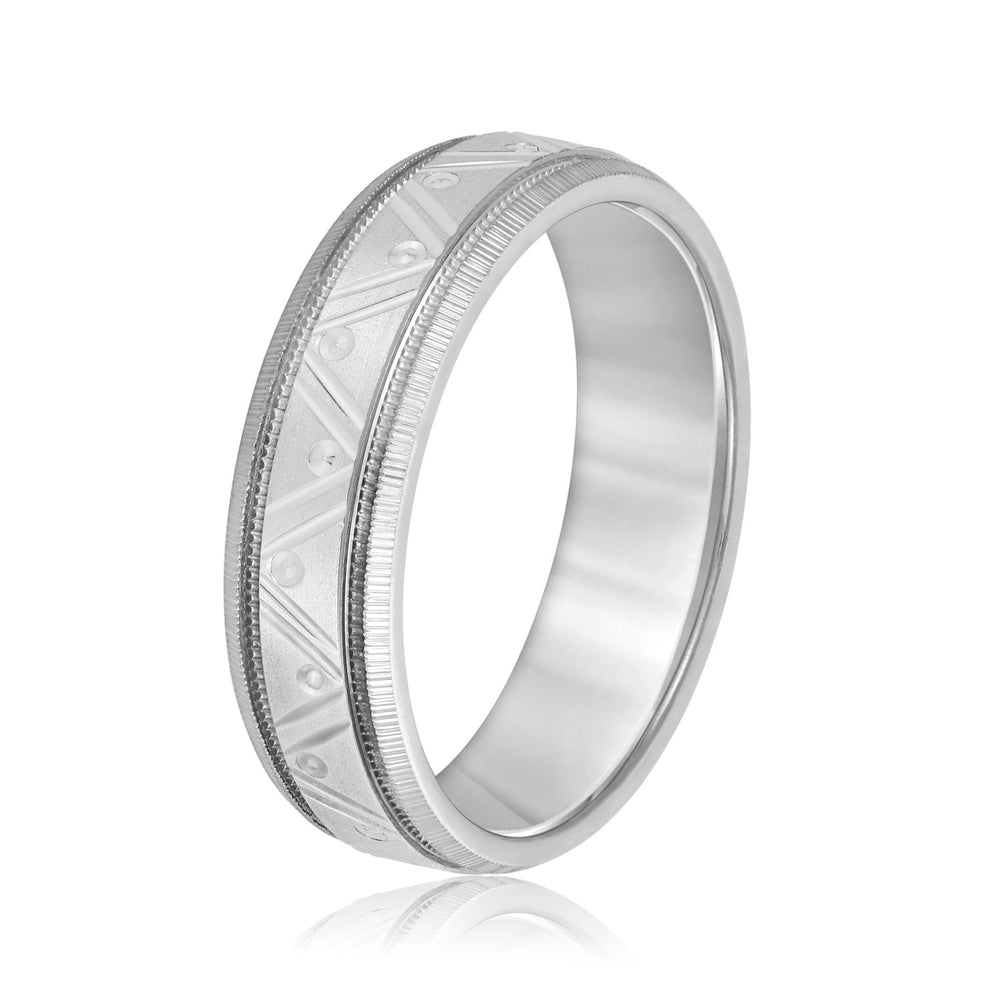Bold Men's 5mm-8mm Carved Gold Band Modern Set